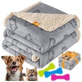 Lovpet LOVPET® wasserdichte Hundedecke, Sherpa Fleece Haustier Decke + 3x Spielzeugknochen, maschinenwaschbar, beidseitiger Sofabezug-Schutz