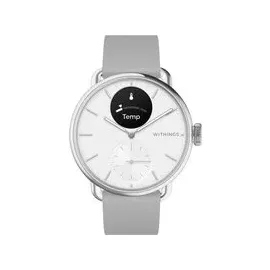 Withings ScanWatch 2 38 mm perlweiß/silber, Sport Flourelastomer-Armband grau/silber