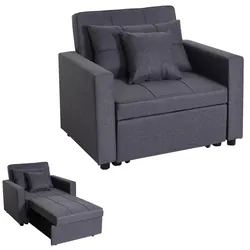 Schlafsessel MCW-L90, Klappsessel Schlafsofa Gästebett Relaxsessel, Liegefläche 197x103cm Stoff/Textil ~ dunkelgrau