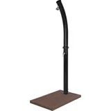 Ml-design Solardusche 20l 222cm Rund Schwarz Gebogen Mit Bodenplatte Braun, Solar Gartendusche Mit Schwenkbarer Duschkopf, Warmes Wasser 60°c, Außendusche Pooldusche Mit Gartenschlauch-anschluss