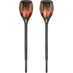 LED Solar-Gartenfackel 2er-Set Flammenlicht