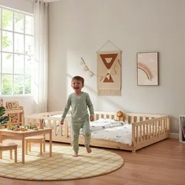 [en.casa] Kinderbett Tanna 120 x 200 cm Kiefer massiv natur beige