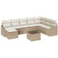 VidaXL 9-teiliges Garten Essset mit Kissen Braunes Poly Rattan