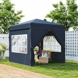 Outsunny Faltpavillon 2,5 x 2,5 m inkl. 4 Seitenteile Blau