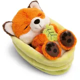NICI Kuscheltier Fuchs mit Blatt 12 cm schlafend im Körbchen grün«, orange