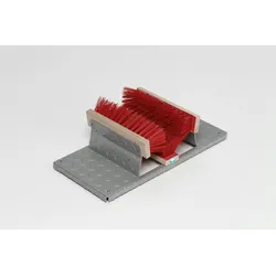 PROREGAL Robuster Schuhreiniger mit Bürsten & 4 Füßen | HxBxT 17x59x29cm | Stahl | Feuerverzinkt | Schuhputzer Schuhabstreifer