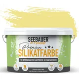 SEEBAUER diy Silikatfarbe Gelb 5L für Innen (No. 455 Lemon Soda) Atmungsaktive Mineralfarbe für Allergiker - Abwaschbare Wandfarbe - Gelbtöne hohe Deckkraft