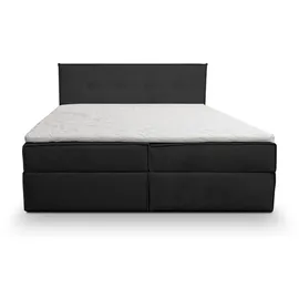 venasi CALIDO Boxspringbett 140x200 mit 2 Bettkästen und TOPPER H2/H3 Matratze SCHWARZ Aragon 99 - Schwarz