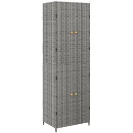 vidaXL Gartenschrank Grau 59x40x180 cm Poly Rattan