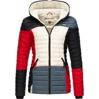 Navahoo Damen, Übergangsjacke Colorblocking leichte Steppjacke mit Kapuze Multikulti Multicolour French-Tricoloree Gr. M - M