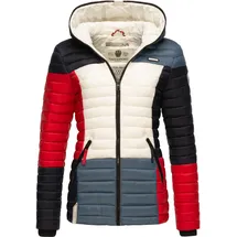 Navahoo Damen, Übergangsjacke Colorblocking leichte Steppjacke mit Kapuze Multikulti Multicolour French-Tricoloree Gr. M - M