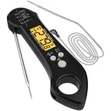 Wasserdichtes Digitales Fleischthermometer Mit Sofortanzeige, Hintergrundbeleuchteter, 11,6 Cm Langer, Faltbarer Sonde Und Kalibrierungsfunktion Zum Kochen Von Speisen, Süßigkeiten, Grillgut Usw.
