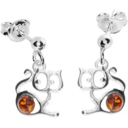 Paar Ohrhänger OSTSEE-SCHMUCK "Ostsee-Schmuck Ohrhänger Katze Ohrhänger Katze", weiß, Ohrringe, Damen, 17 x 11mm, Silber 925 (Sterlingsilber)