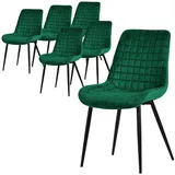 ML-Design Esszimmerstuhl Samt dunkelgrün 6er Set