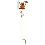 Buri Gartenstecker Regenmesser Frosch mit Schirm Rost-Optik Gartendeko Beetstecker
