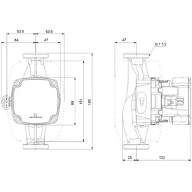 Grundfos Alpha1 Go 25-80 180, Umwälzpumpe, Heizungspumpe, 220-240V, 9H