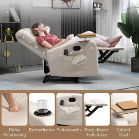 Homcom elektrisch Relaxsessel mit Massagefunktion, Fernsehsessel mit Liegefunktion, Massagesessel, Ruhesessel mit Fernbedienung - Beige