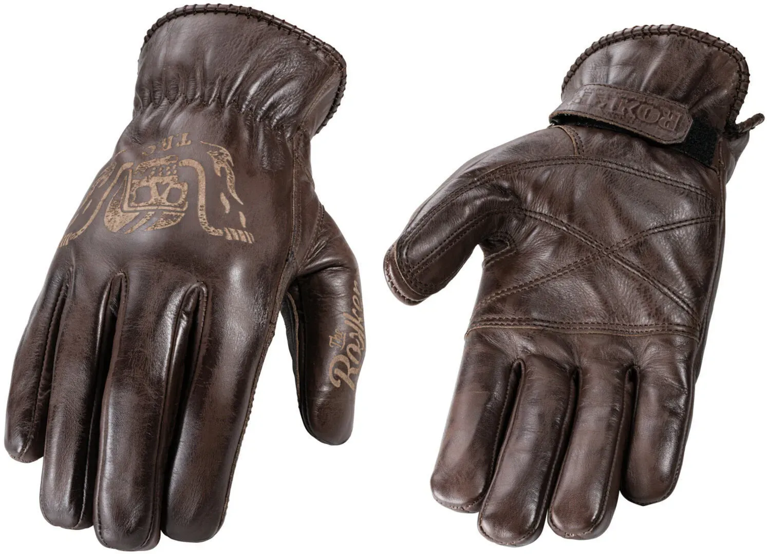 Rokker Tattoo Ape Motorrad Handschuhe, braun, Größe 3XL