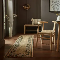Kadima Design Nachhaltiger Jute-Teppich `Neath Mark` mit floralem Druck. 60x230 cm