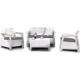 Dmora Garten-Lounge-Set Nelson Weiß, 3-Sitzer mit Tisch - Weiß