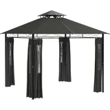 Outsunny Pavillon 3 x 3 m inkl. 4 Seitenteile Dunkelgrau