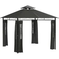 Outsunny Pavillon 3 x 3 m inkl. 4 Seitenteile Dunkelgrau