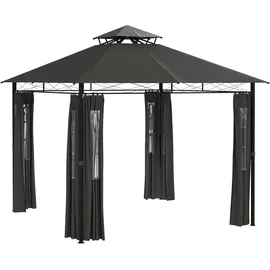 Outsunny Pavillon 3 x 3 m inkl. 4 Seitenteile Dunkelgrau