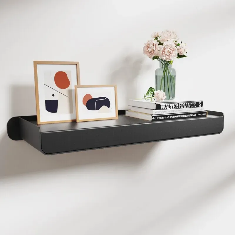 KAPANOU Schwarze freistehende Wandregale zur Wandmontage, wandmontiertes Aluminium-Regalbrett für Bücher, Badezimmer, Wohnzimmer, Schlafzimmer, Küche, moderne, robuste hängende Regale für Heimdekoration, Neujahrs-Aktion, Top-Geschenkideen