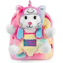 Perletti Kawaii Rucksack Einhorn für Kleine Mädchen 3 4 5 6 Jahre - Abnehmbarer Plüsch Katze Pluschtier für Kinder Kindergarten - Weiche Tasche Mehrfarbig Regenbogen (Rucksack)