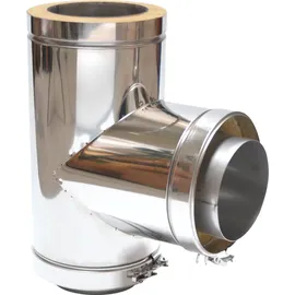 ASTEC Edelstahlschornstein Bausatz doppelwandig DN 113 mm Edelstahl 11,3 m Wandabstand transparent/weiß