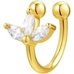 Hey Happiness Ohrklemme Blüte mit Zirkonia 925 Sterlingsilber Gold 
