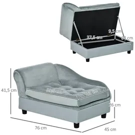 PawHut Hundesofa 76 x 45 x 43 cm grau