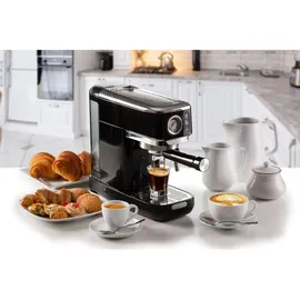 Ariete Espresso Slim Metal 1381 schwarz mit Manometer, 1/2-Tassenfilter, Cappuccino-Düse