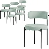 6er Set Esszimmerstühle Wohnzimmerstühle Küchenstühle Rückenlehne Stoff Grün