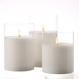 MARELIDA LED Kerze Windlicht H 12,5 cm D 10 cm weiß