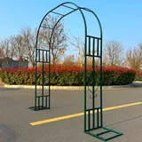Wetsfgdg Rosenbogen Metall Torbogen Rosenbogen Metall 300 cm Breit Wetterfester Rankbogen mit Retro-Muster, stabil für Hochzeitsdeko, Balkon & KletterpflanzenDunkelgrün-C(H:267cm)-L340xW40xH267cm