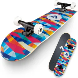 Skateboard 31,5 Zoll 7-lagiges Deck mit ABEC 7 Kugellagern One Size