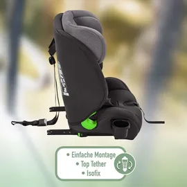 fablekids Kinderautositz mit Isofix | Autokindersitz ab 15 M. | Autositz für Kinder 76-150cm | 3-Punkt-Gurt | ECE R129/03 | Grau