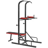 Tectake tectake® Power Tower, mit klappbarer Hantelbank und Langhantelablage, gepolstert mit Kunstlederbezug, 180 x 95 x 210 cm