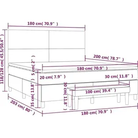 vidaXL Boxspringbett mit Matratze Dunkelblau 180x200 cm Samt