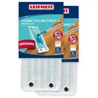 Leifheit Wischbezug CLEAN Twist XL micro duo, für alle Bodenarten, Bodenwischer Ersatzbezug für Schmutzaufnahme dank 2-Faser-System, Mikrofaser Putzlappen für Fliesen und Laminat