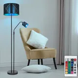 Deckenfluter Stehlampe Leselampe beweglich Dimmer Fernbedienung LED schwarz gold