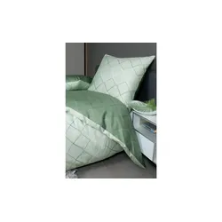Janine Mako-Satin-Wende Bettwäsche  Rauten , grün , Maße (cm): B: 155