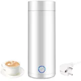 Foreverup Reise Wasserkocher Klein, 3 in 1 Tragbarer Wasserkocher, 400ml Mini Elektrische Wassertasse mit Automatischer Abschaltung für Milch Kaffee Wasser Und Teezubereitung(Weiß)