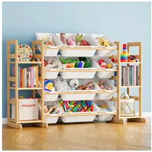spaceaid Kinderregal SpaceAid 6 Regale 12 Behälter Kiefer massiv weiß