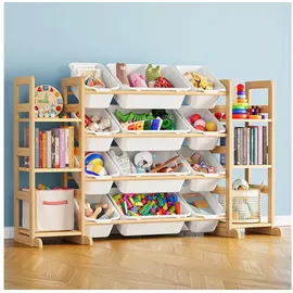 spaceaid Kinderregal SpaceAid 6 Regale 12 Behälter Kiefer massiv weiß