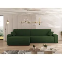 MIRJAN24 Ecksofa Piano L Maxi Cord, Eckouch mit Bettkasten und Schlaffunktion, Schwarze Füße, Wellenfeder, L-Form (Farbe: Poso 14) - Grün
