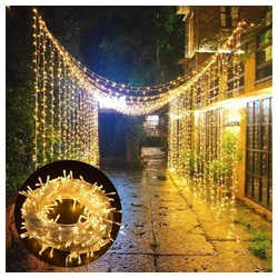 Rosnek LED-Lichterkette 10-100M, 8 Modi, Warmweiß, wasserdicht, für Weihnachten Party, 300-flammig, Hochzeit Urlaub Deko 30 m