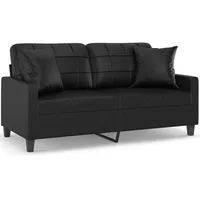 vidaXL 2-Sitzer-Sofa mit Zierkissen Schwarz 140 cm Kunstleder