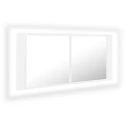 vidaXL LED-Bad-Spiegelschrank Weiß 100x12x45 cm Acryl
